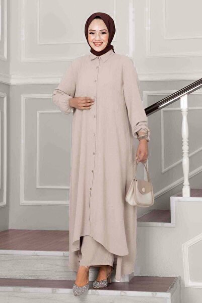 EBRUTESETTÜR طقم ملابس إسلامية للرجال بأزرار من نوع Aerobin بلون الحجر الداكن