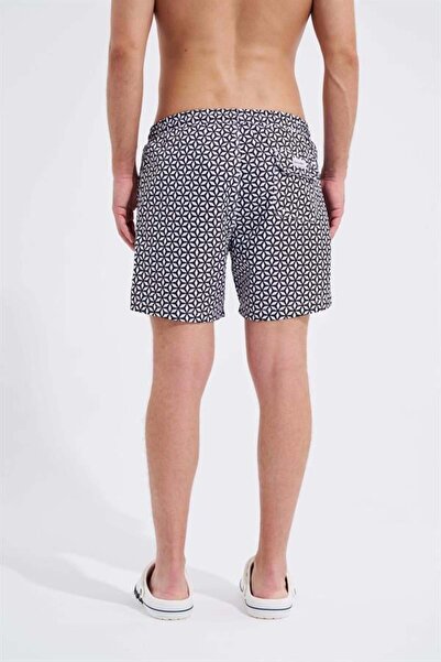 Machinist Men's Geometric Stars Swim Shorts Black-White