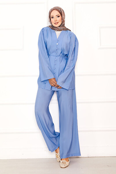 EBRUTESETTÜR Birt Buttoned Mobile Belted Double Suit Black