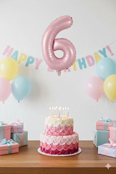 Deniz Party Store Pembe 6 Altı Yaş Folyo Balon 76-80 Cm