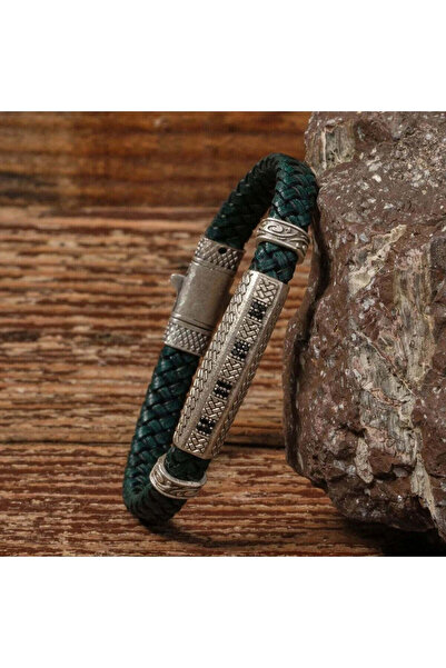 SUMRA سوار مصنوع يدويًا من الجلد الطبيعي والنحاس مع مشبك قفل SPF-P-025