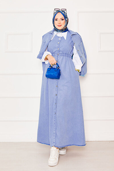 EBRUTESETTÜR طقم ملابس محتشمة من الدنيم مع جاكيت، غسيل بالثلج