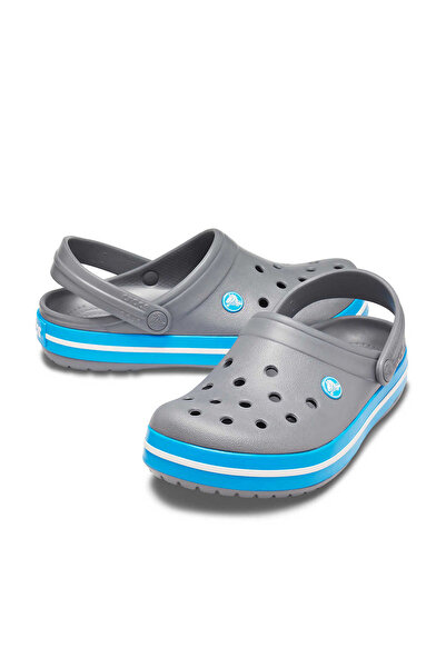 Crocs Tmavě šedé unisex crocband Edge modré a bílé pruhované pantofle