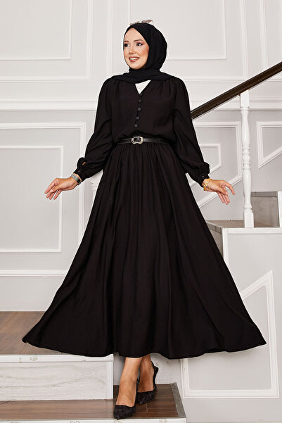 EBRUTESETTÜR طقم مكون من قطعتين من بريت مع تنورة وتفاصيل أزرار باللون الأسود