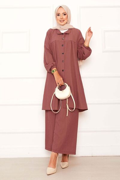 EBRUTESETTÜR Roba Detailed Full-Length Buttoned Double Suit Tile