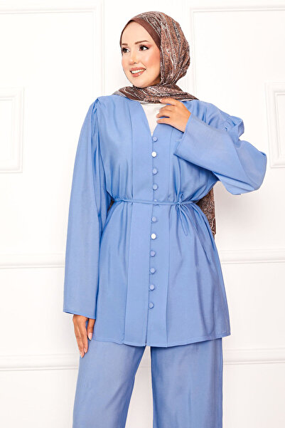 EBRUTESETTÜR Birt Buttoned Mobile Belted Double Suit Black