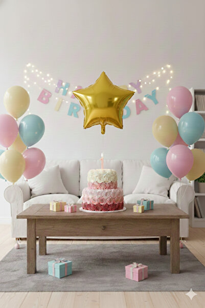 Deniz Party Store بالون جولد ستار فويل مقاس 18 بوصة 45 سم قطعة واحدة