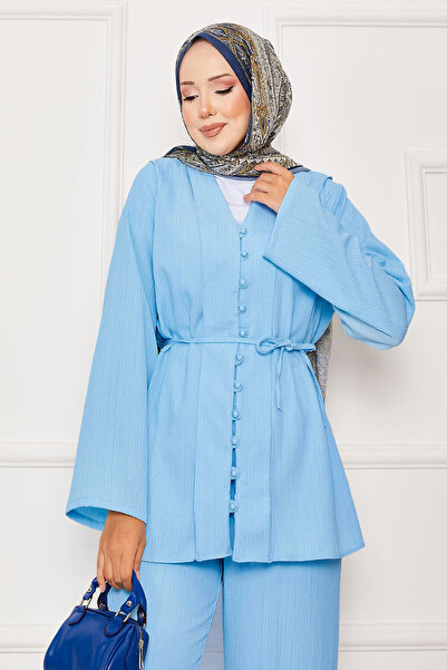 EBRUTESETTÜR Mobile Belted Brit Buttoned Double Suit Blue