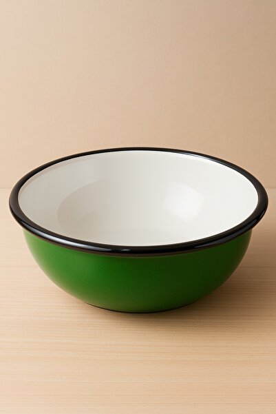 esdekor Çelik Üzeri Emaye Kaplama Çap 16cm Kase Yeşil Siyah Beyaz Mutfak Ürün...