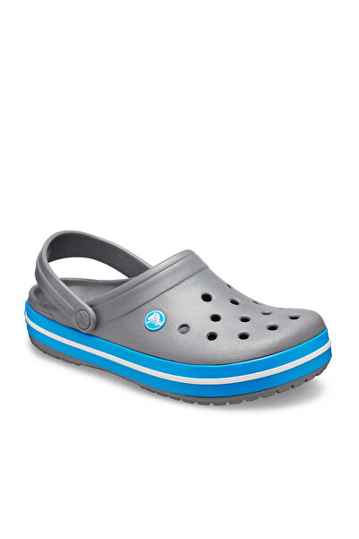 Crocs Tmavě šedé unisex crocband Edge modré a bílé pruhované pantofle