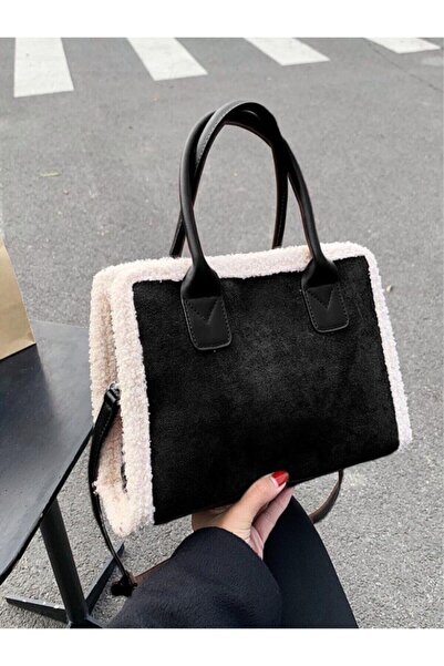 Katusa Μαύρη τσάντα ώμου με λουράκι Nubuck