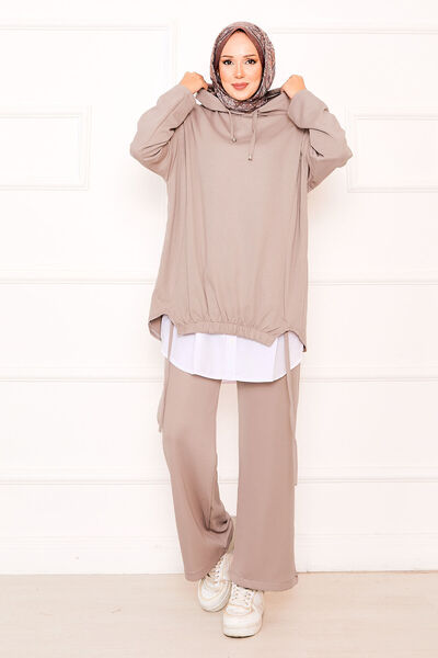 EBRUTESETTÜR بغطاء رأس طقم ناعم مع تفاصيل مطاطية في الأمام