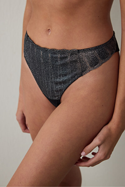 Penti Silver Anthracite Shinny Brazilian Panties