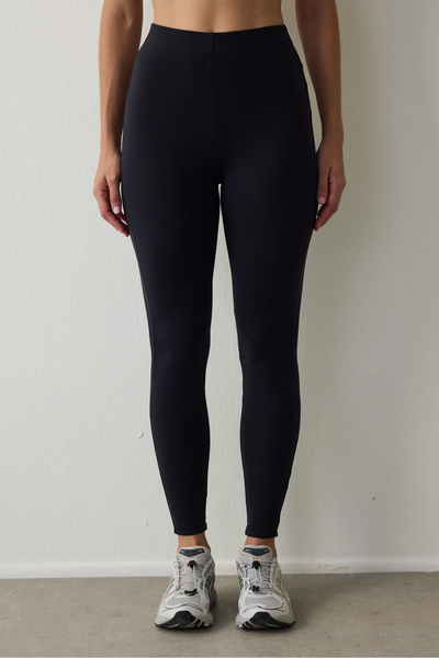 Penti Black Thermal Effect Velvet Textured V Cut High Waist Leggings