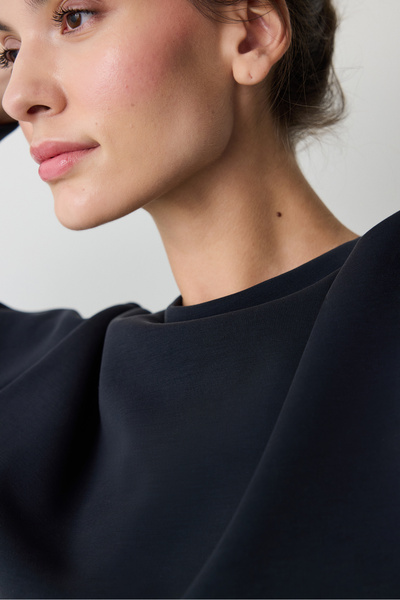 Penti Black Crew Neck Oversize Modal Short Sweatshirt