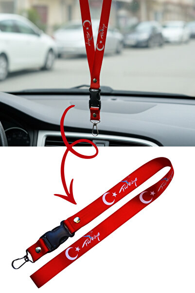 TUSBA MARKET Umeraș roșu pentru oglindă auto cu steagul turcesc |   Breloc pe...