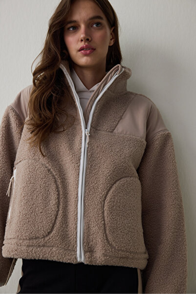 Penti Beige Thermal Effect Zippered Fleece Jacket