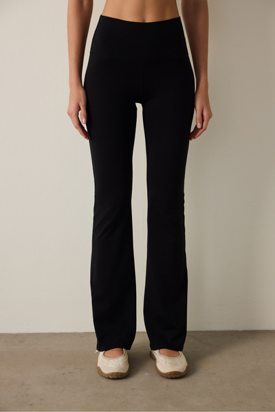 Penti Black High Waist Slim Fit Modal Spanish Leg Sweatpants