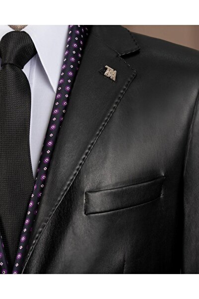 TerziAdemAltun Ανδρικό μονό γιακά από συνθετικό δέρμα σε λεπτή εφαρμογή ιταλικού στυλ T10846