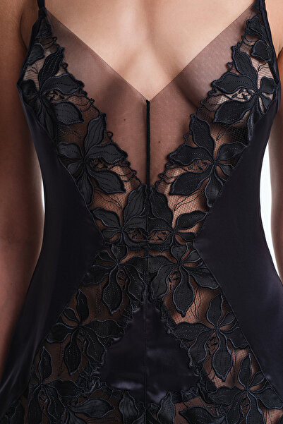 Penti Black Oden Lace Adjustable Strap Underwire-Free Teddy