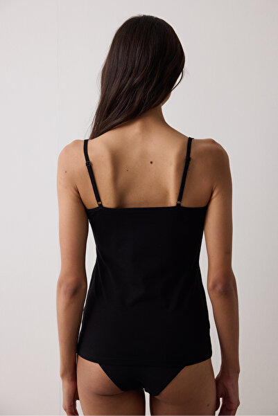 Penti Black Square Collar Adjustable Strap Undershirt