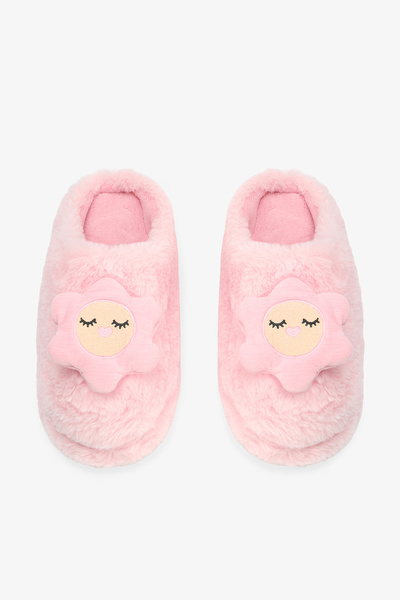 Penti Ανοιχτό ροζ Happy Flower 3D Παντόφλες σπιτιού με κέντημα λουλουδιών