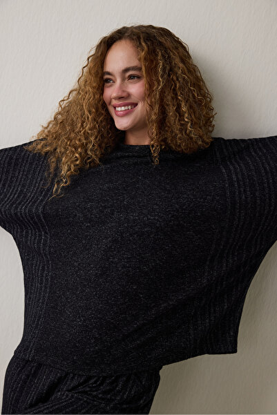 Penti Black Dark Sky Crew Neck Long Sleeve Pajama Set