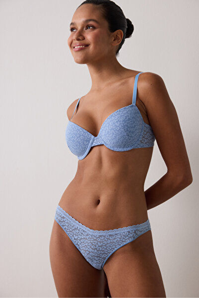 Penti Sutien de susținere fără căptușeală cu sârmă din dantelă florală Blue Daylift