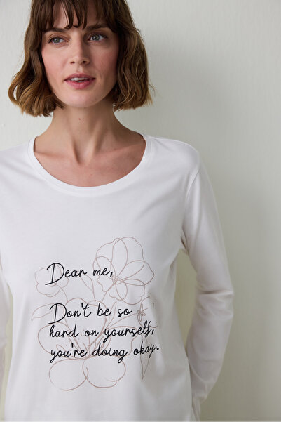 Penti Bavlněná pyžamová souprava s dlouhým rukávem a potiskem s nápisem Dear Me