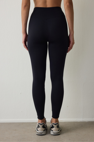 Penti Black Thermal Effect Velvet Textured V Cut High Waist Leggings