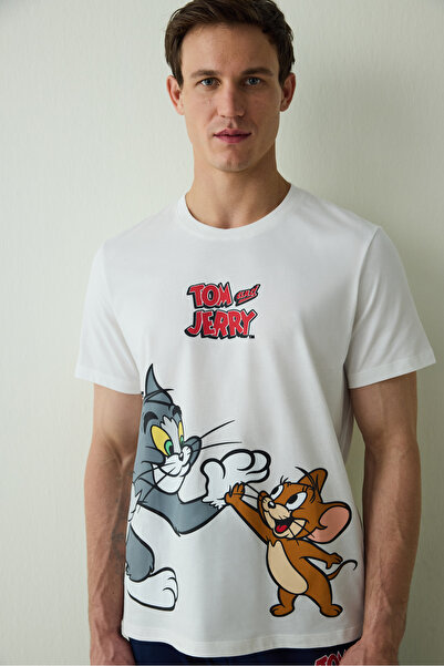 Penti Ανδρικό σετ πιτζάμες με κοντό μανίκι με στάμπα Tom&Jerry