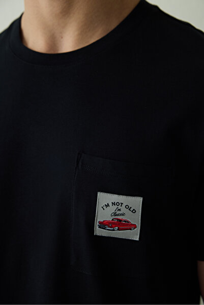 Penti Černá pánská pyžamová souprava s krátkým rukávem a sloganem