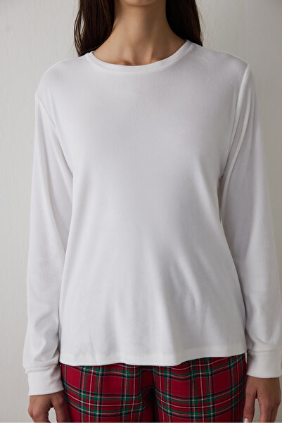 Penti Red Comfy Time Plaid Crew Neck Long Sleeve Pajama Set