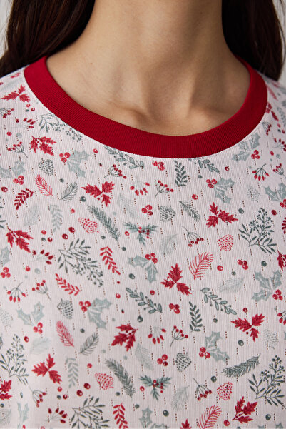 Penti Light Pink Merry Season Crew Neck Long Sleeve Thermal Effect Pajama Set