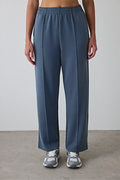 Penti Dunkelgraue, elastische Modalhose mit hoher Taille und geradem Bein