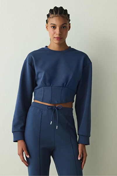 Penti Indigo Belle Line Crew Neck Crop Sweatshirt