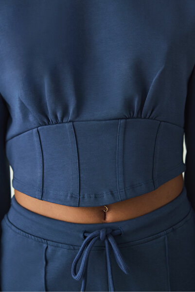 Penti Indigo Belle Line Crew Neck Crop Sweatshirt