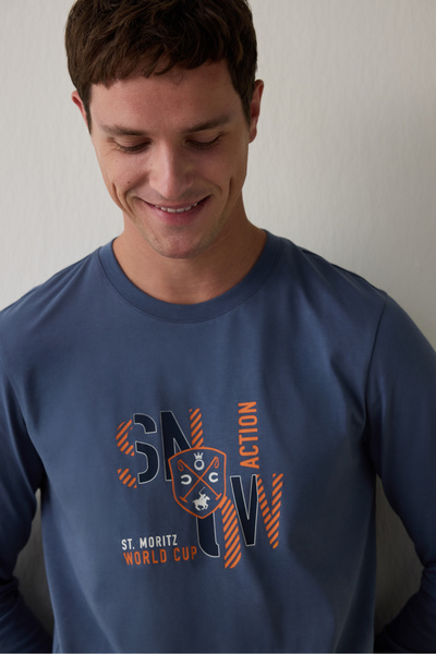 Penti Ανδρικό σετ πιτζάμες με ρίγες χιονιού