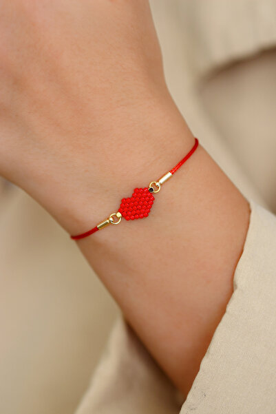 Kübüşün Atölyesi Ka-023 Miyuki Bracelet - Heart Collection