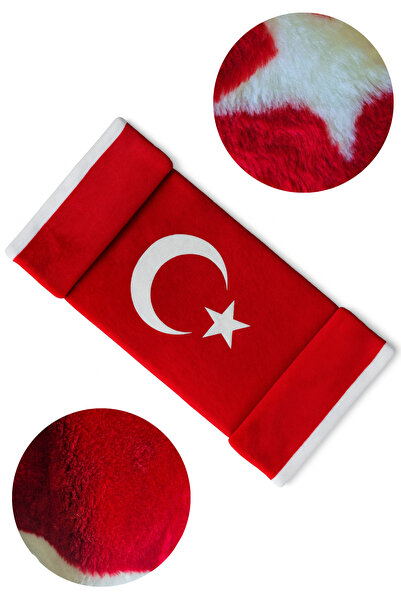 TUSBA MARKET Türk Bayraklı & Ayyıldız Desenli Uzun Tüylü Yumuşak Torpido - Pa...