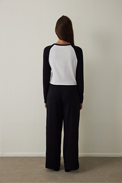 Penti Off-White Kuromi Printed Boat Neck Cotton Long Sleeve Pajamas Set