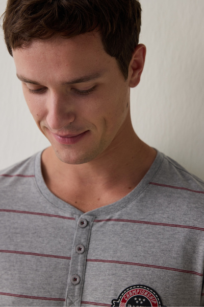 Penti Gestreiftes Oversize-Pyjama-Set für Herren in Melange