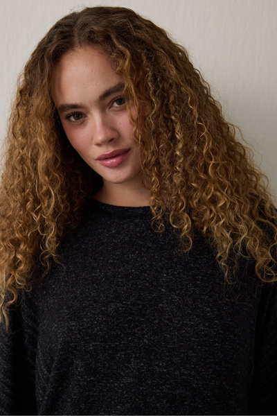 Penti Black Dark Sky Crew Neck Long Sleeve Pajama Set