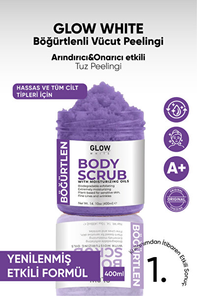 GLOW WHITE Böğürtlen Body Scrub 400g – Cildi Arındıran, Nemlendirici ve Canla...