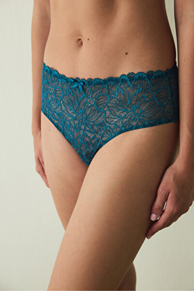 Penti Petrol Green Lace Low Waist Hipster Panties