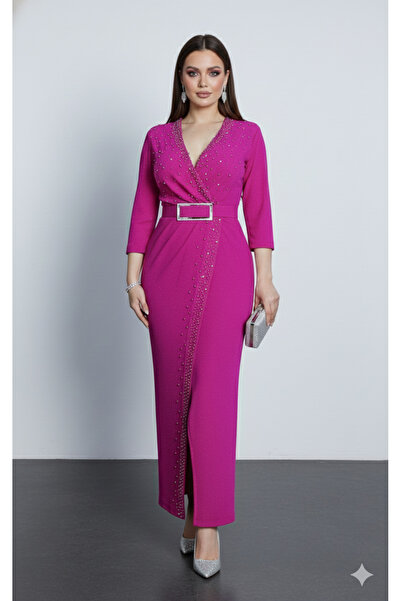 CAREZZA Rochie K cu două rânduri de nasturi cu strasuri și incrustații de per...