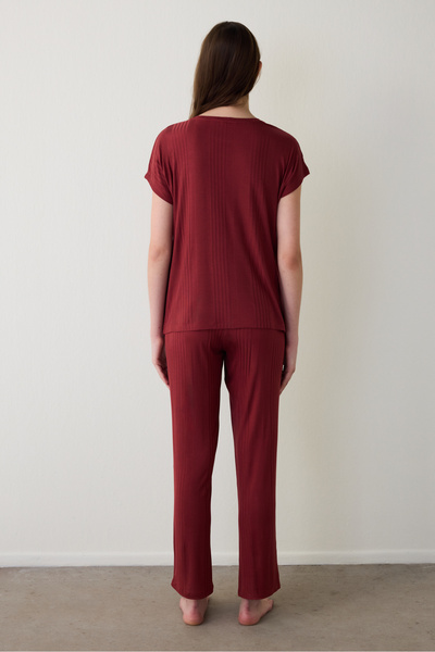 Penti Bordó Freya Crew Neck rövid ujjú pizsama szett