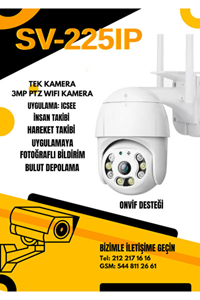 SmartVision Wifi Ptz Yapay Zeka 3MP Dış Cephe Kablosuz Güvenlik Kamerası
