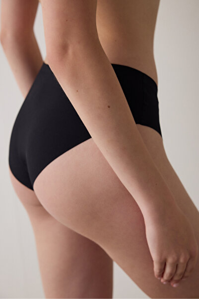 Penti Black Fit Ribbed Non-Marking Low Waist Hipster Panties