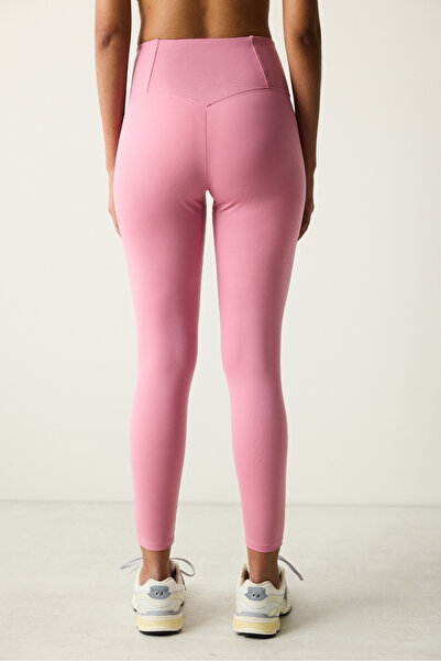 Penti Pink High Waist Stitch Waist Stitching Detail Ankle Length Leggings